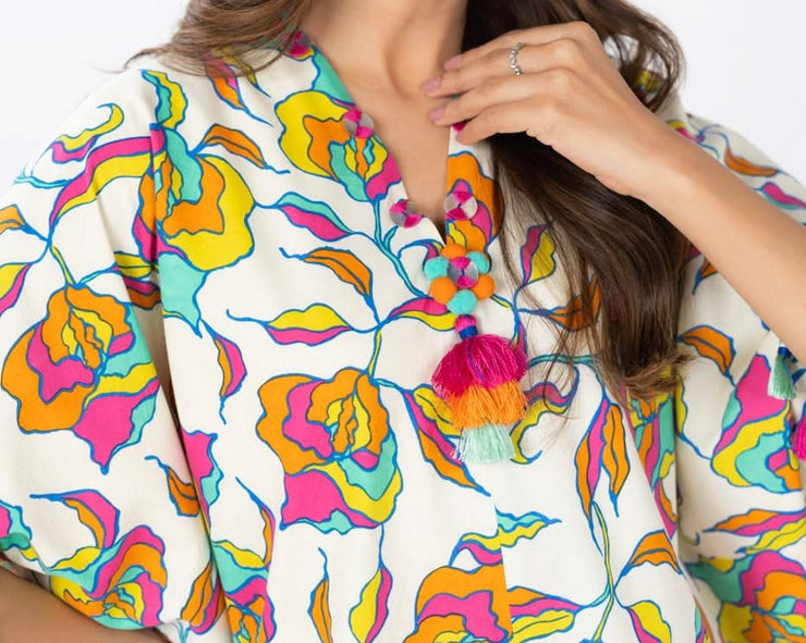 ALKARAM | Printed Lawn | 3 Piece | Unstitched | SS-12-25-1-CREAM