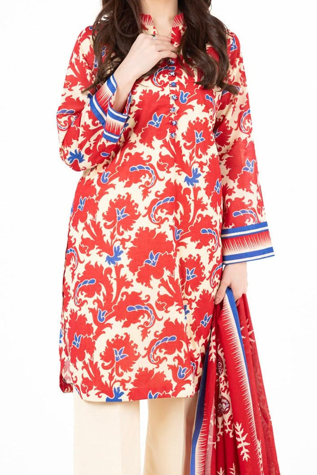 ALKARAM | Printed Lawn | 3 Piece | Unstitched | SS-22-25-1-RED