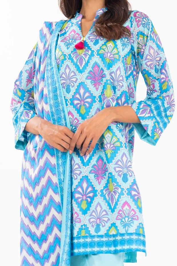 ALKARAM | Printed Lawn | 3 Piece | Unstitched | SS-29-25-1-BLUE