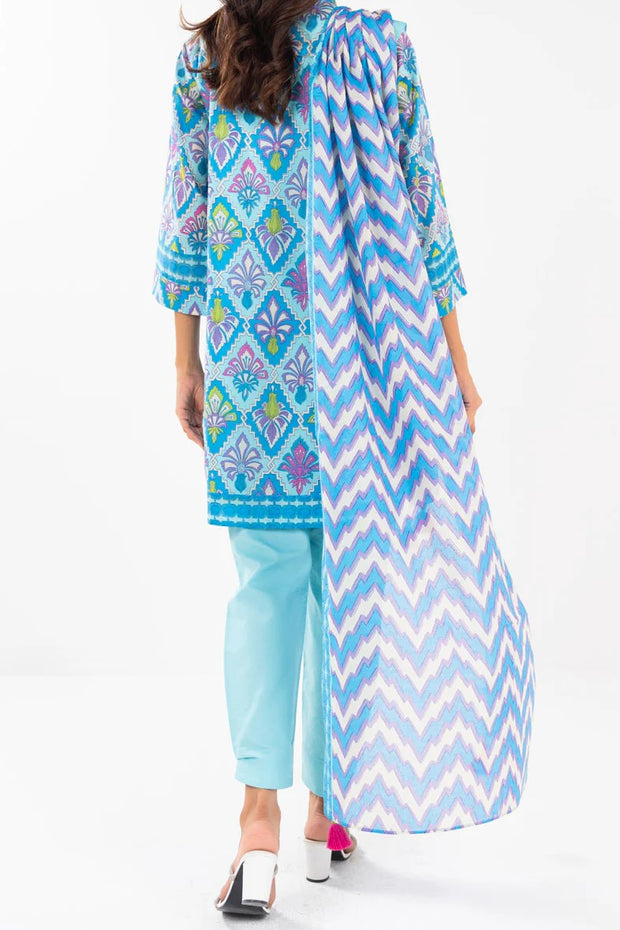ALKARAM | Printed Lawn | 3 Piece | Unstitched | SS-29-25-1-BLUE