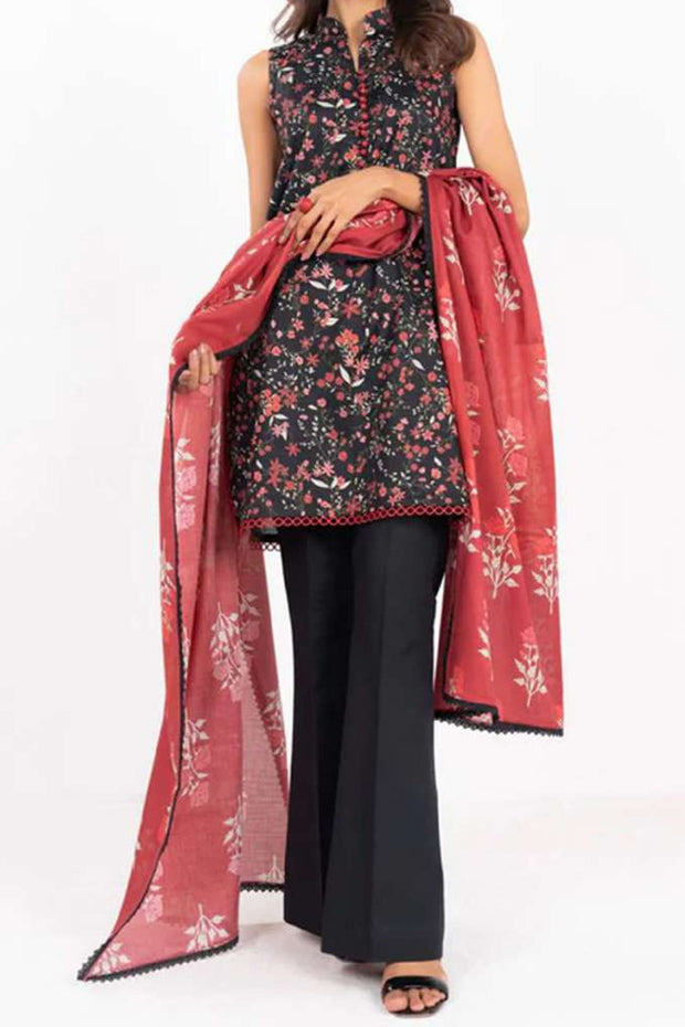 ALKARAM | Printed Lawn | 3 Piece | Unstitched | SS-86-25-1-BLACK