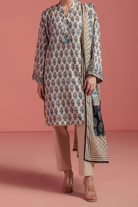 BONANZA SATRANGI | 3 Piece | Printed Lawn | Unstitched | WP3BS25MA12 Beige