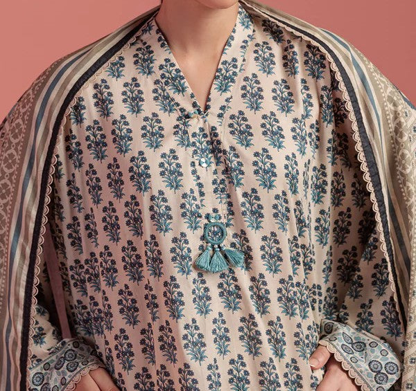BONANZA SATRANGI | 3 Piece | Printed Lawn | Unstitched | WP3BS25MA12 Beige