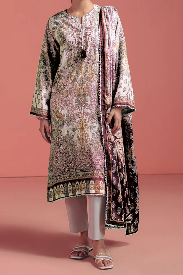 BONANZA SATRANGI | 3 Piece | Printed Lawn | Unstitched | WP3BS25MA13B Cremy Black