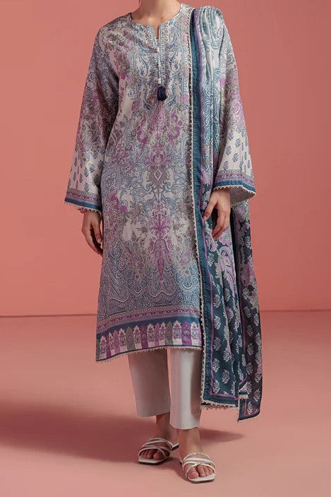 BONANZA SATRANGI | 3 Piece | Printed Lawn | Unstitched | WP3BS25MA13 Ivory Nights