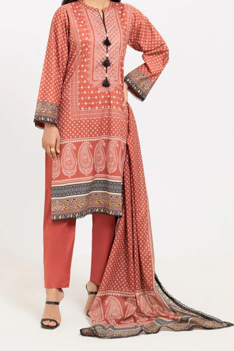 BONANZA SATRANGI | 3 Piece | Printed Lawn | Unstitched | WP3BS25MA8 Hazelnut