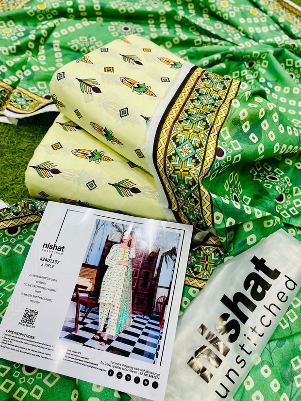 NISHAT | 3 Piece | Printed Lawn | Unstitched | NISHAT 42401137 10