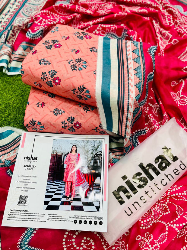 NISHAT | 3 Piece | Printed Lawn | Unstitched | NISHAT 42401137 3