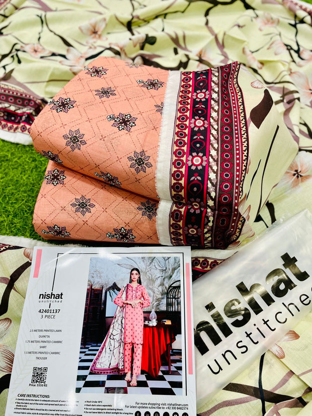 NISHAT | 3 Piece | Printed Lawn | Unstitched | NISHAT 42401137 6