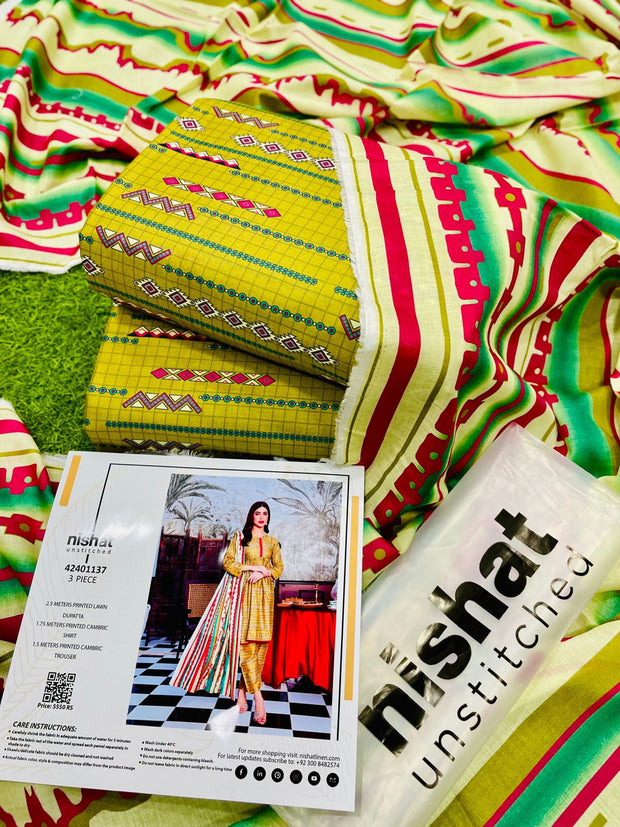 NISHAT | 3 Piece | Printed Lawn | Unstitched | NISHAT 42401137 8