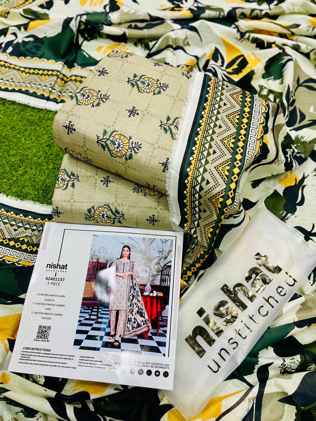 NISHAT | 3 Piece | Printed Lawn | Unstitched | NISHAT 42401137 9