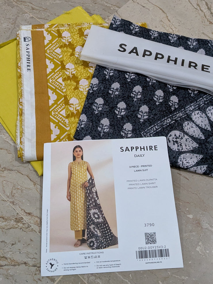 SAPPHIRE | Printed Lawn | 3 Piece | Unstitched | OOU2-DDY25V3-2