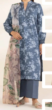 SAPPHIRE | Printed Lawn | 3 Piece | Unstitched | OU3-PDF25V11-3