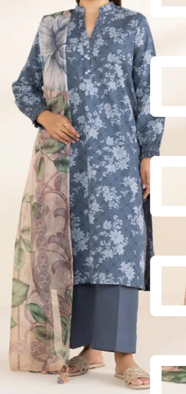 SAPPHIRE | Printed Lawn | 3 Piece | Unstitched | OU3-PDF25V11-3