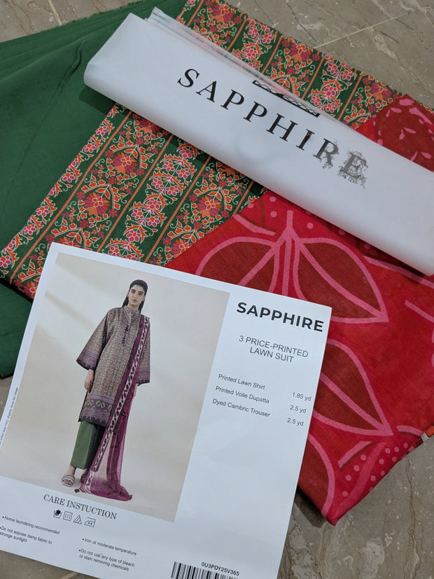 SAPPHIRE | Printed Lawn | 3 Piece | Unstitched | 0U3PDY25V365